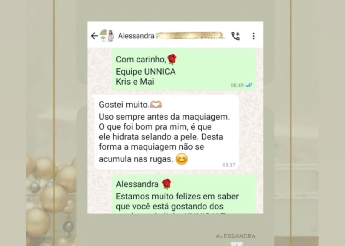 Depoimento de Alessandra sobre o uso do sérum antes da maquiagem