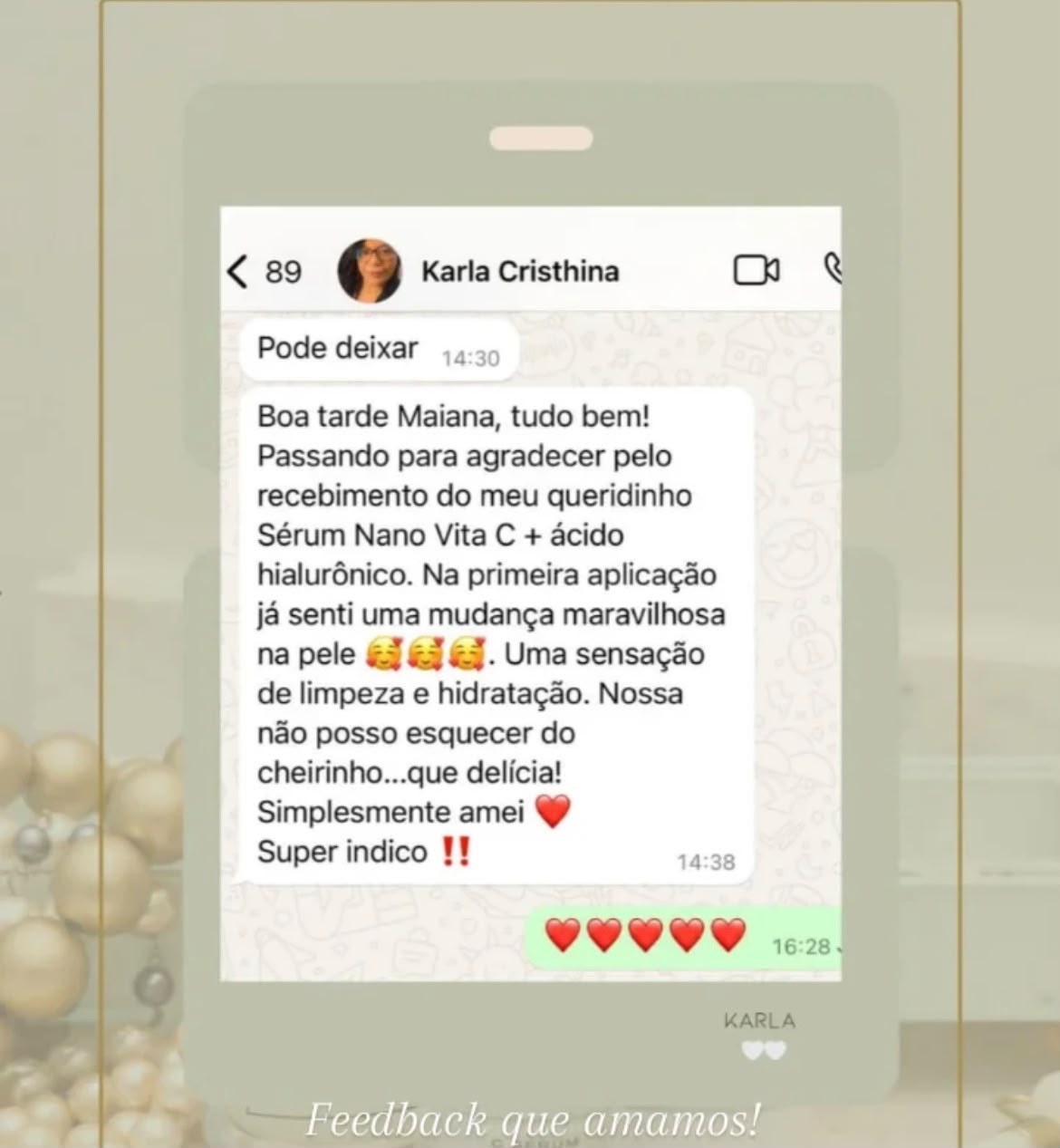 Depoimento de Karla Cristhina sobre o Nano Vitamina C + Ácido Hialurônico